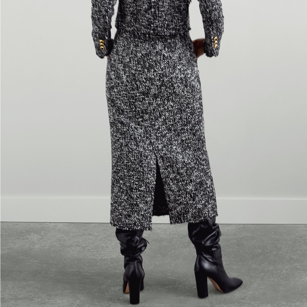 Zara textured tweed pencil skirt ankle length - Picture 10 of 12
